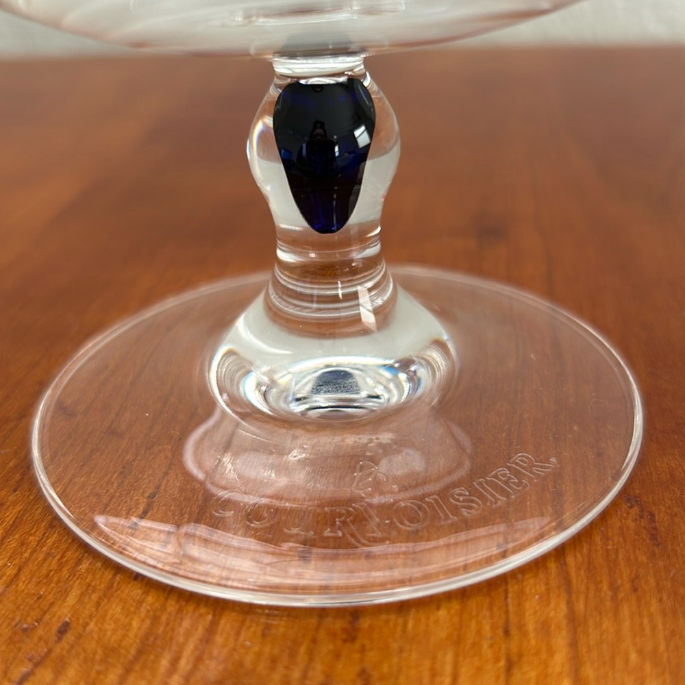 Courvoisier Cobalt Blue Teardrop Stem Cognac Brandy Sniffer Stemware Glasses 2 - Picture 3 of 6